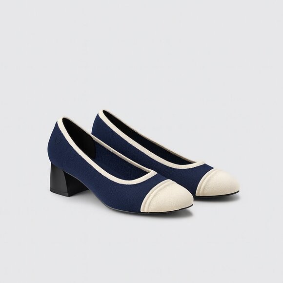 Vivaia Julie 2.0 Round-Toe Chunky Heel Navy Fabric Upper Ballet Flat EU 41 - Picture 1 of 5